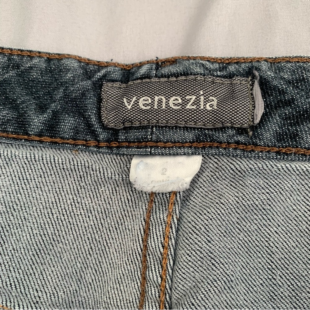 Venezia Women's Dark Blue Straight Cropped Jeans Wide Leg Preppy - Picture 2 of 9